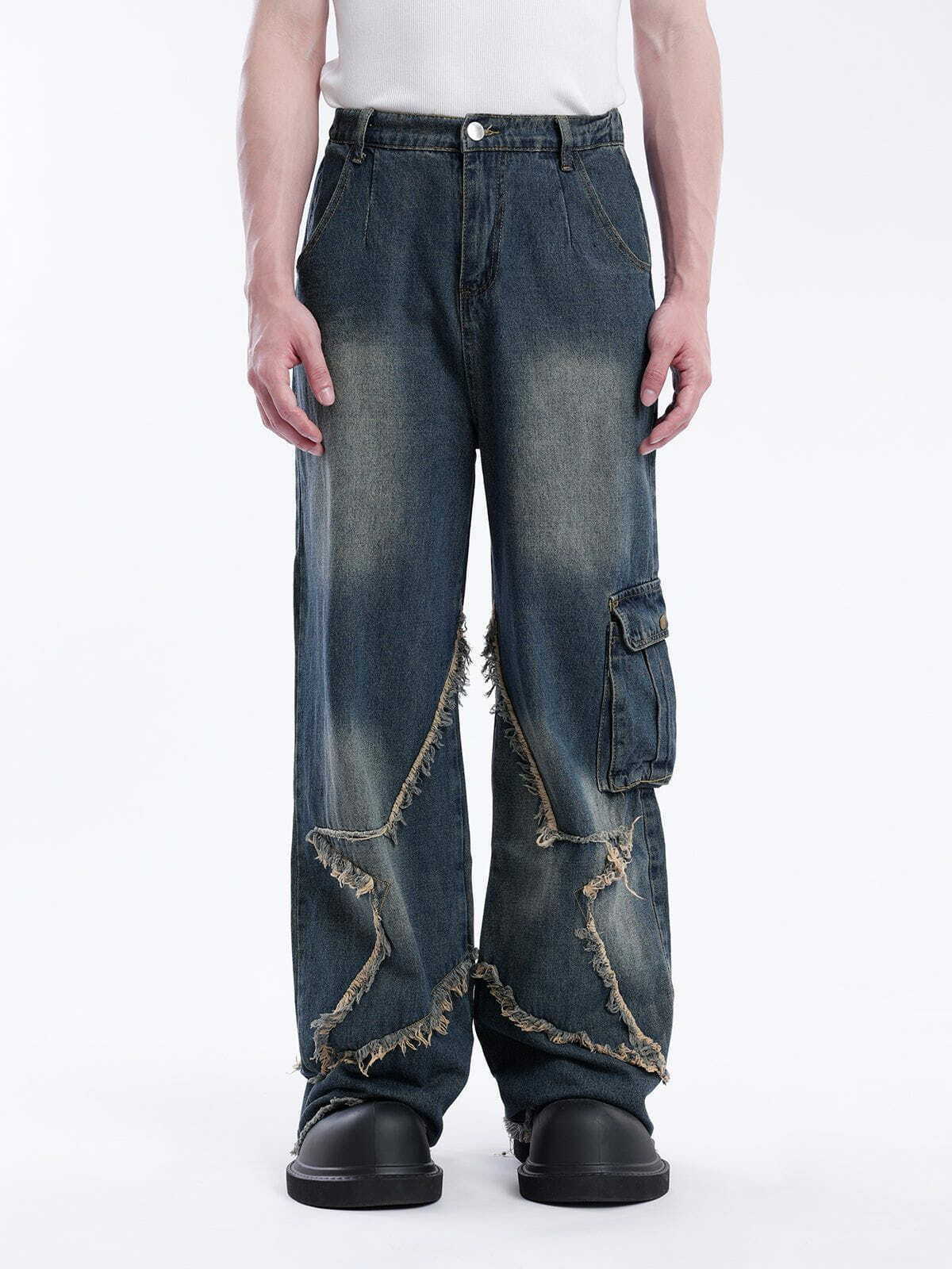 retro fringe loose jeans [edgy] 5185
